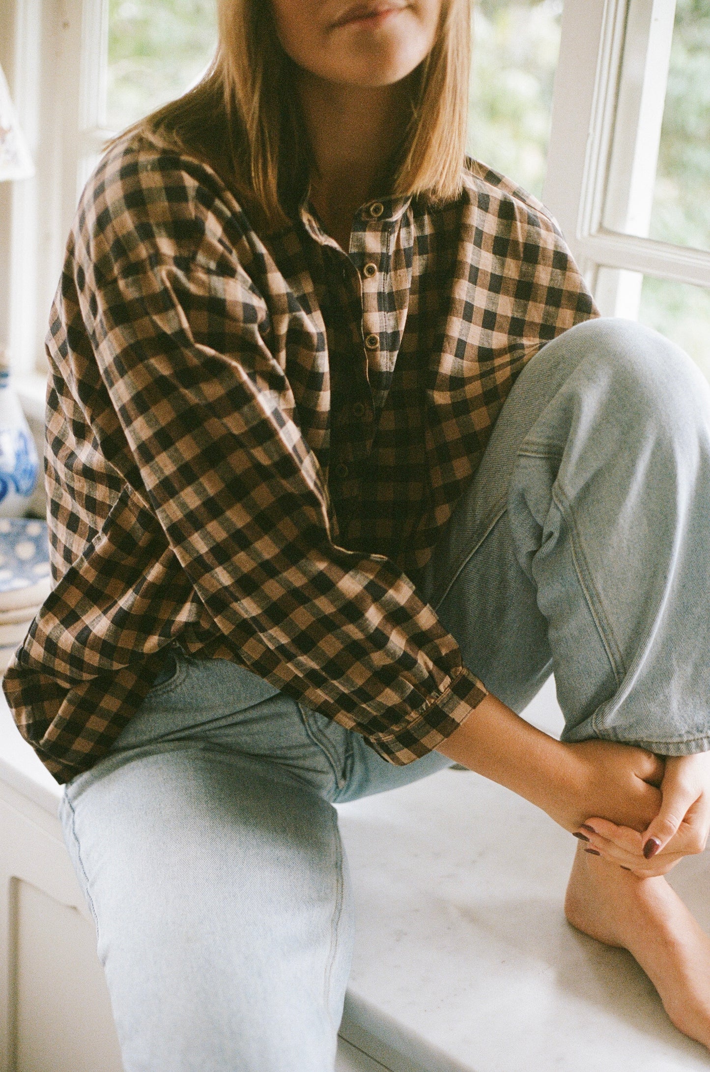 Soho blouse - Coffee Gingham