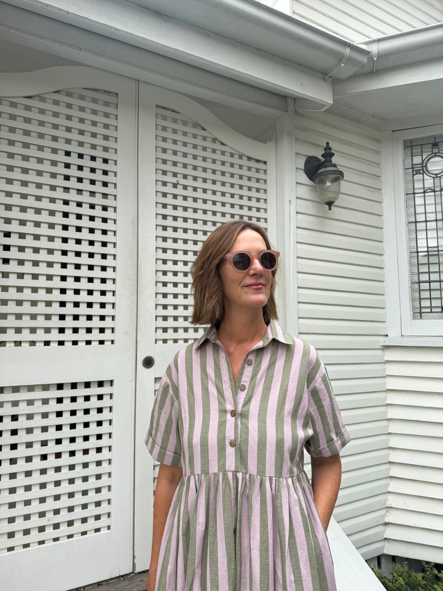 Santa Fe - Lilac & olive stripes