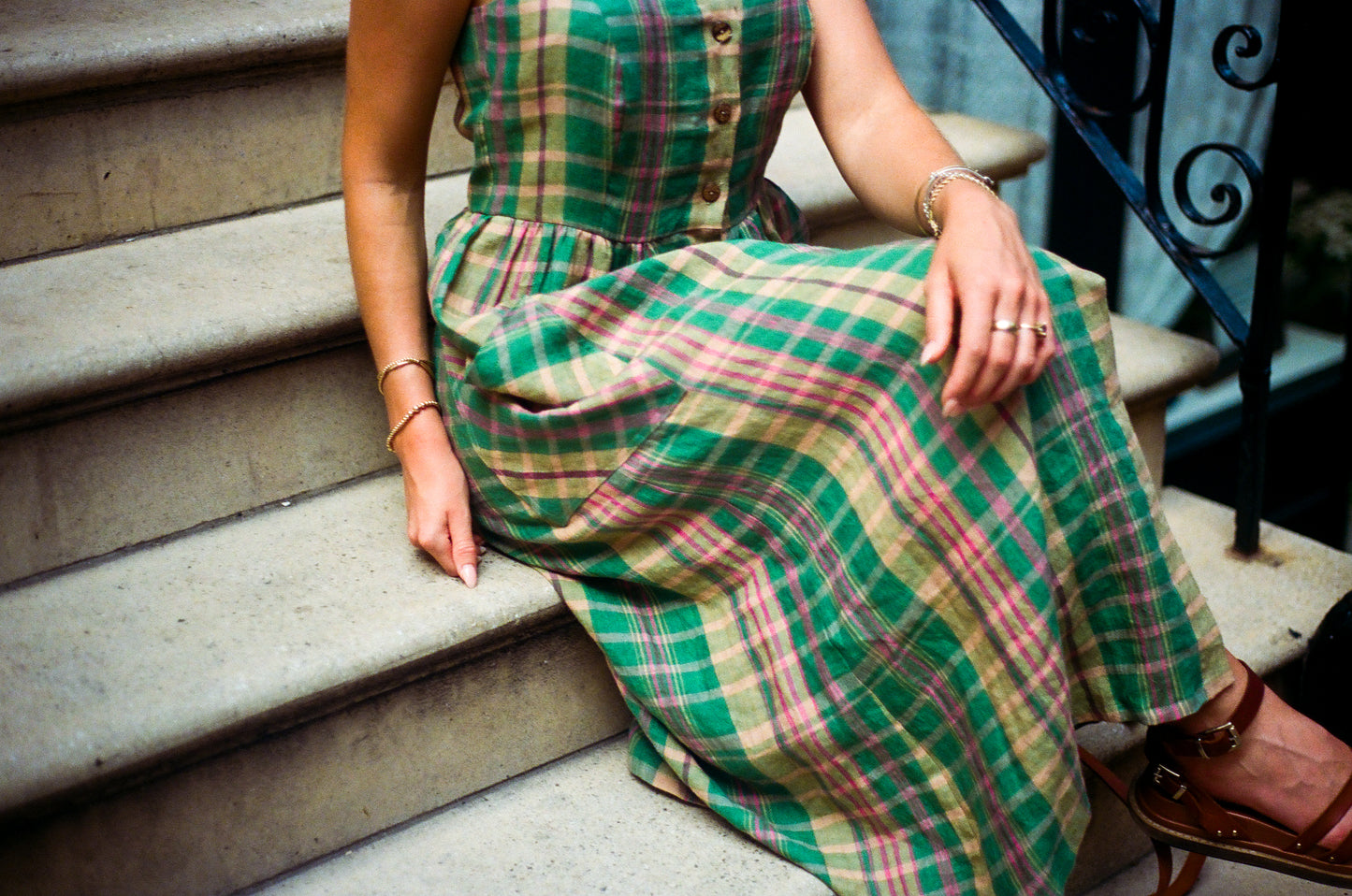 Charleston dress - Spring green plaid
