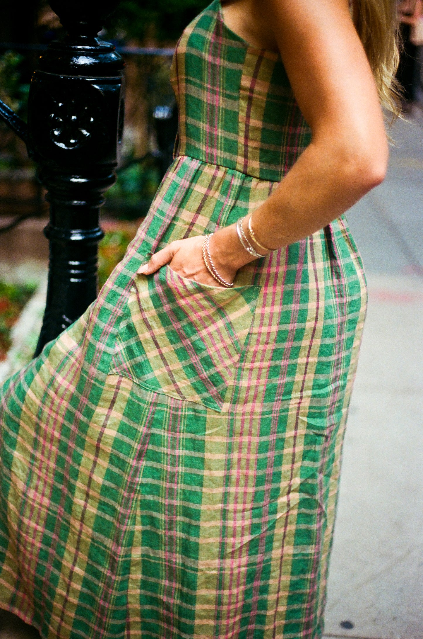 Charleston dress - Spring green plaid