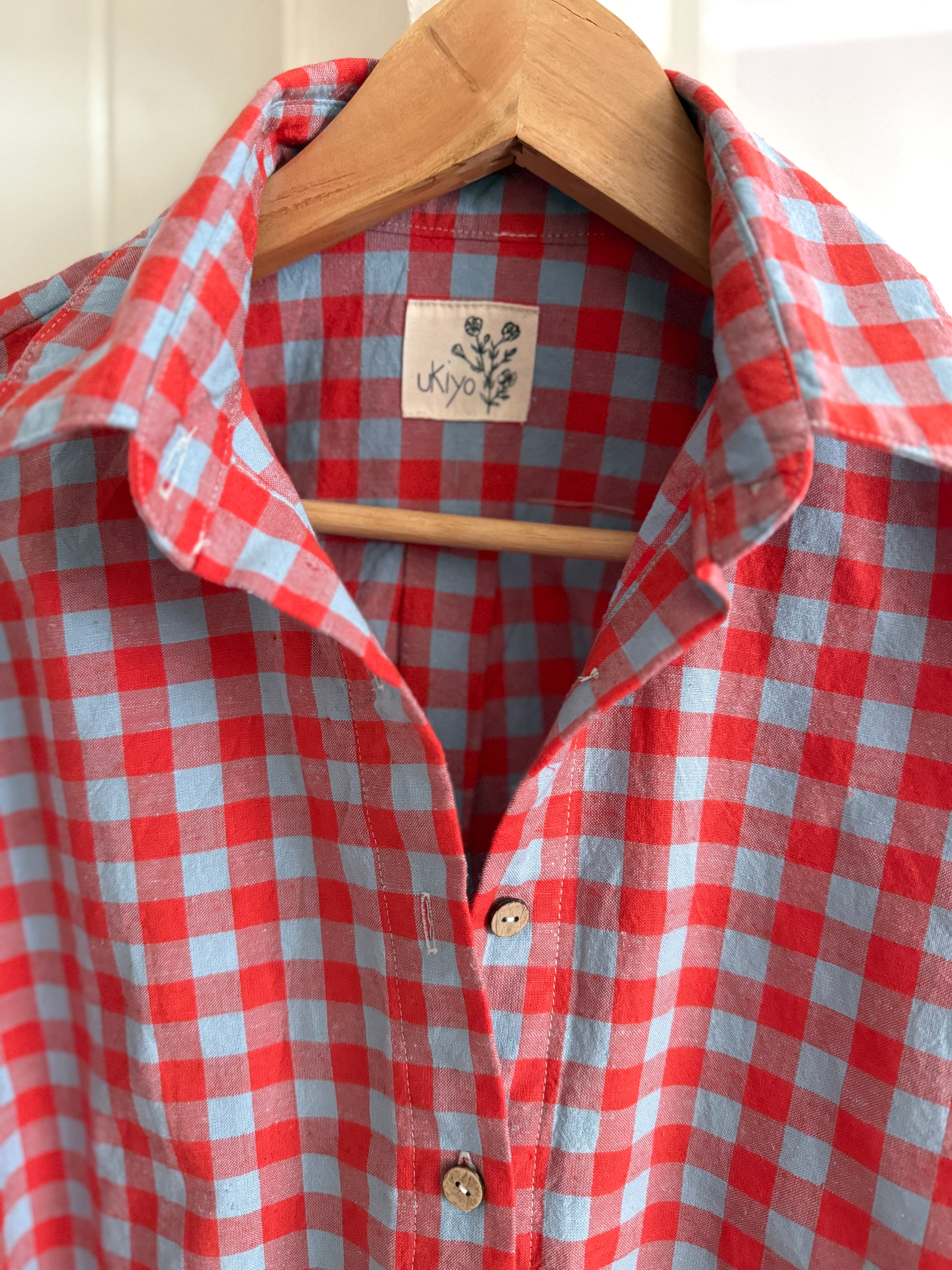 Beverly blouse - Campari check – Ukiyo Boutique