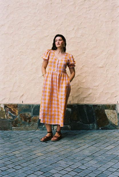 Marigold Dress - Orange & lilac
