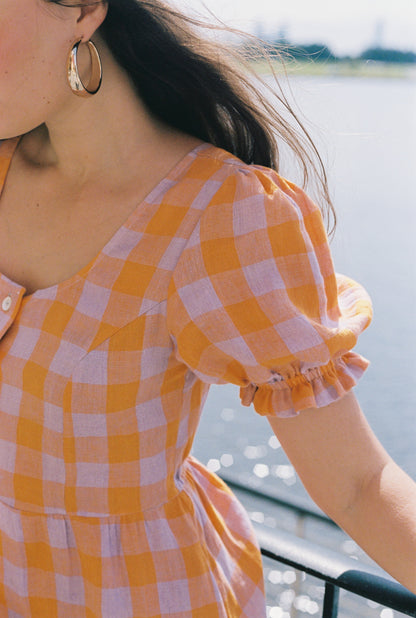 Marigold Dress - Orange & lilac