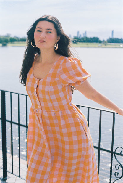 Marigold Dress - Orange & lilac