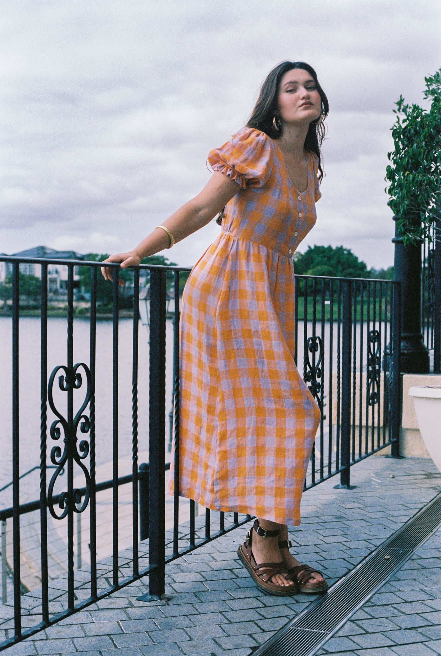 Marigold Dress - Orange & lilac