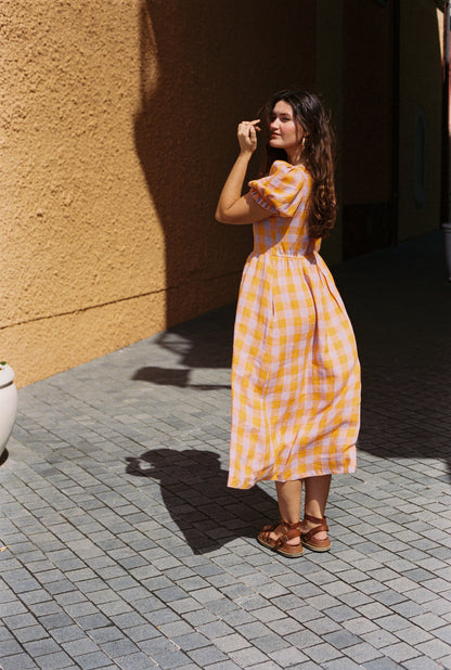 Marigold Dress - Orange & lilac
