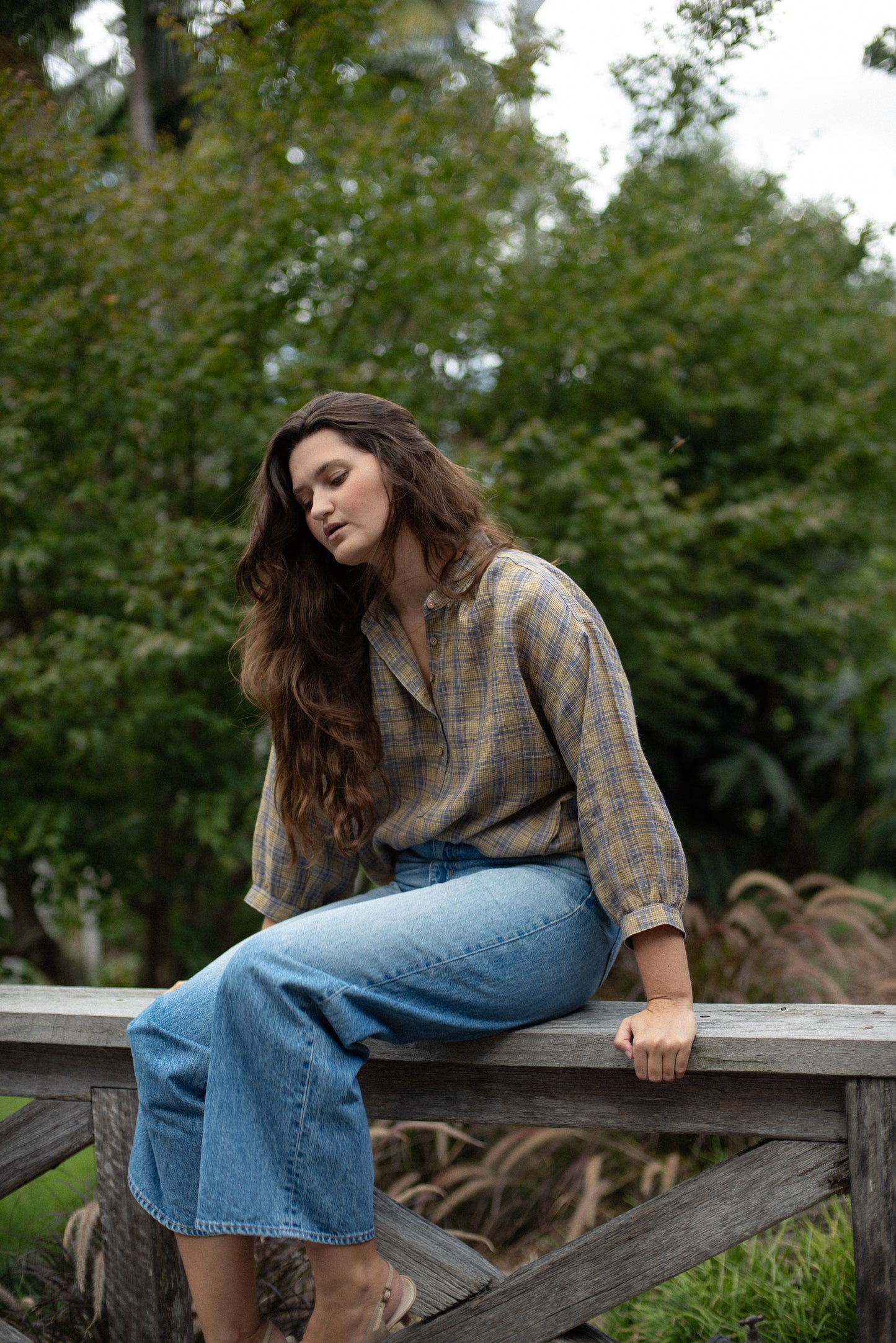 Soho blouse Lemon & lilac plaid