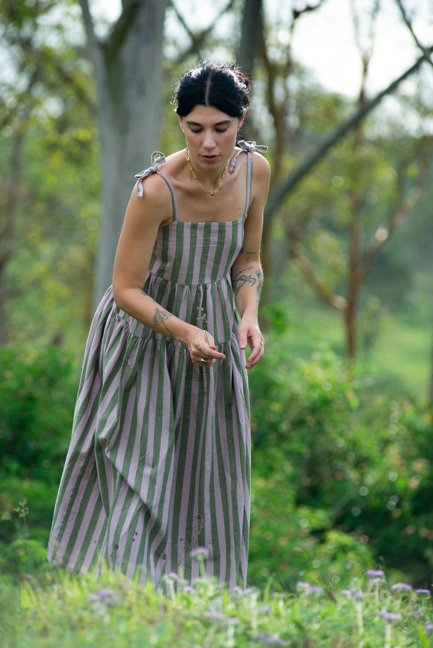 Vivian - lilac & olive stripe