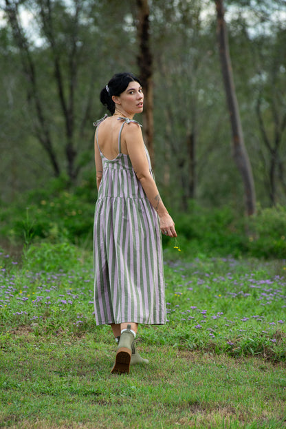 Vivian - lilac & olive stripe