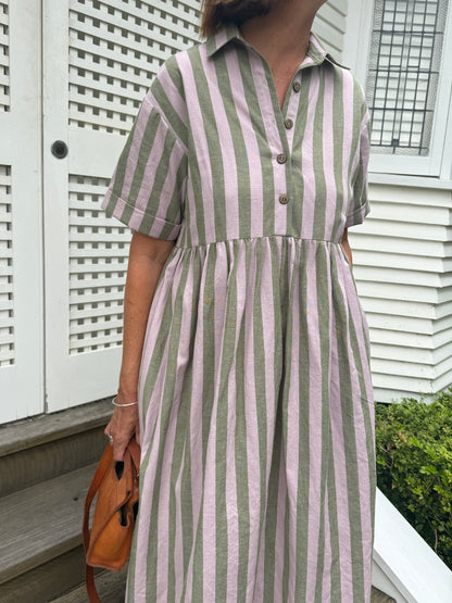 Santa Fe - Lilac & olive stripes