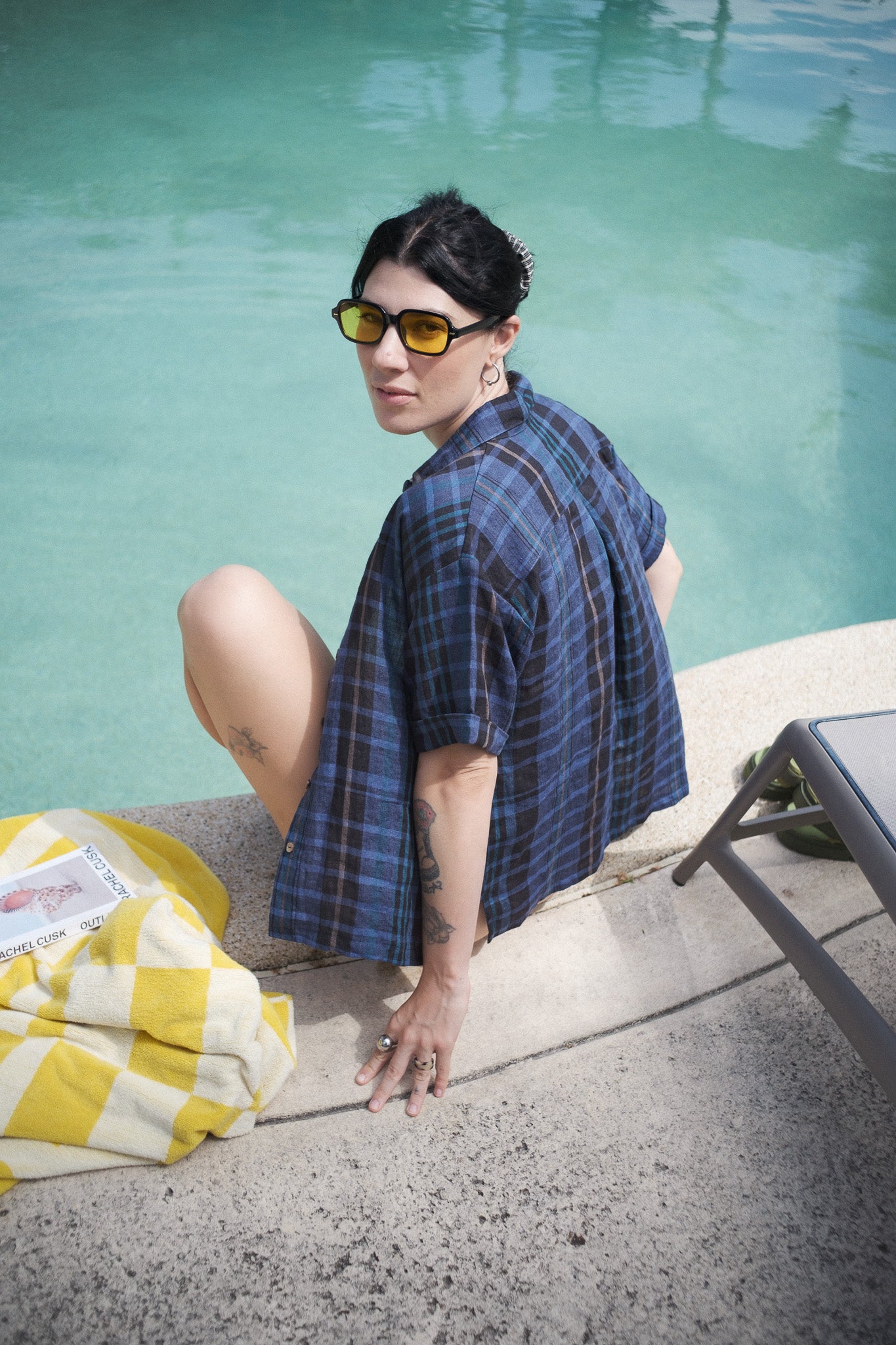 Beverly blouse - blue plaid