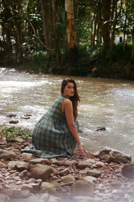 Isabella dress Blues and greens