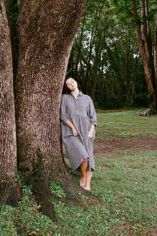 Grace dress - Black & oatmeal gingham