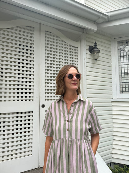 Santa Fe - Lilac & olive stripes