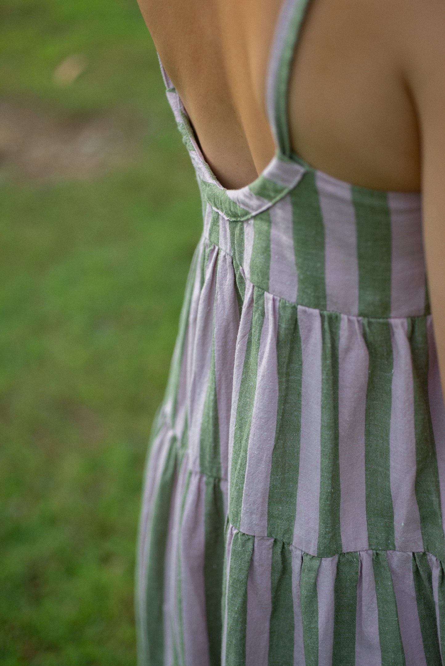 Vivian - lilac & olive stripe