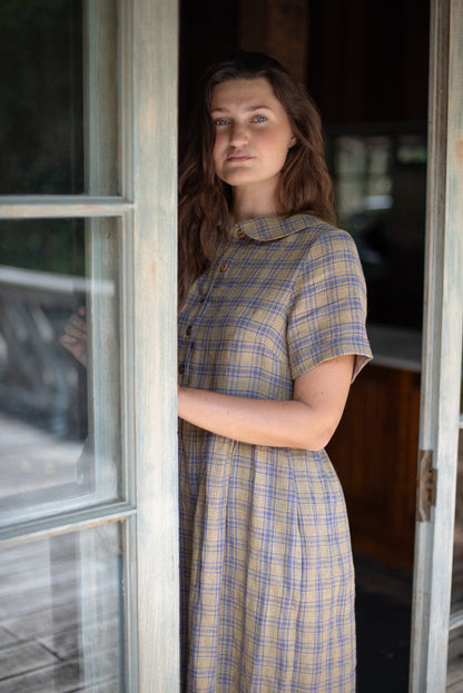 Audrey dress lemon & lilac plaid