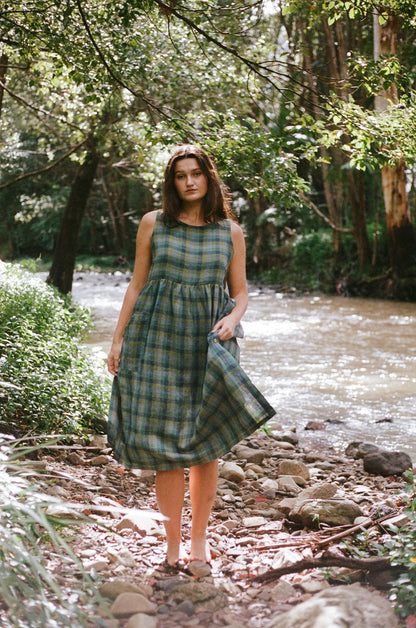 Isabella dress Blues and greens