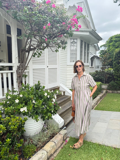 Santa Fe - Lilac & olive stripes