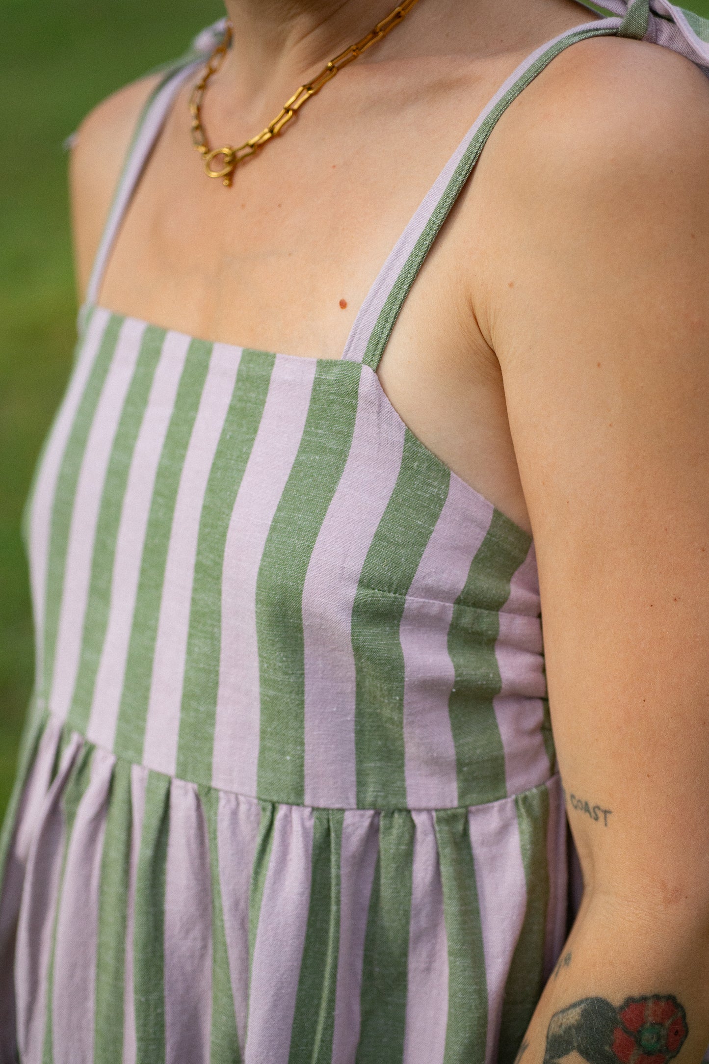 Vivian - lilac & olive stripe