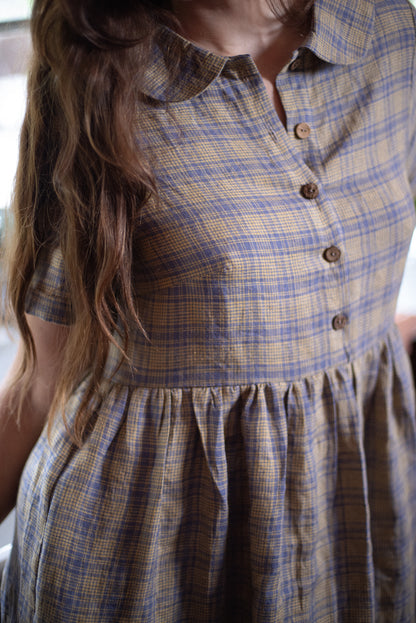 Audrey dress lemon & lilac plaid