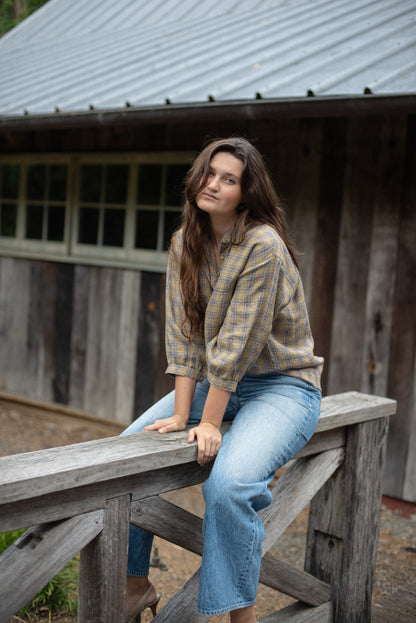 Soho blouse Lemon & lilac plaid