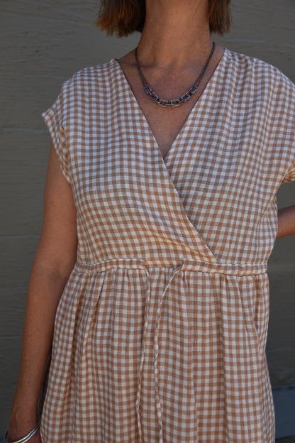 Kyoto Dress Toffee Gingham