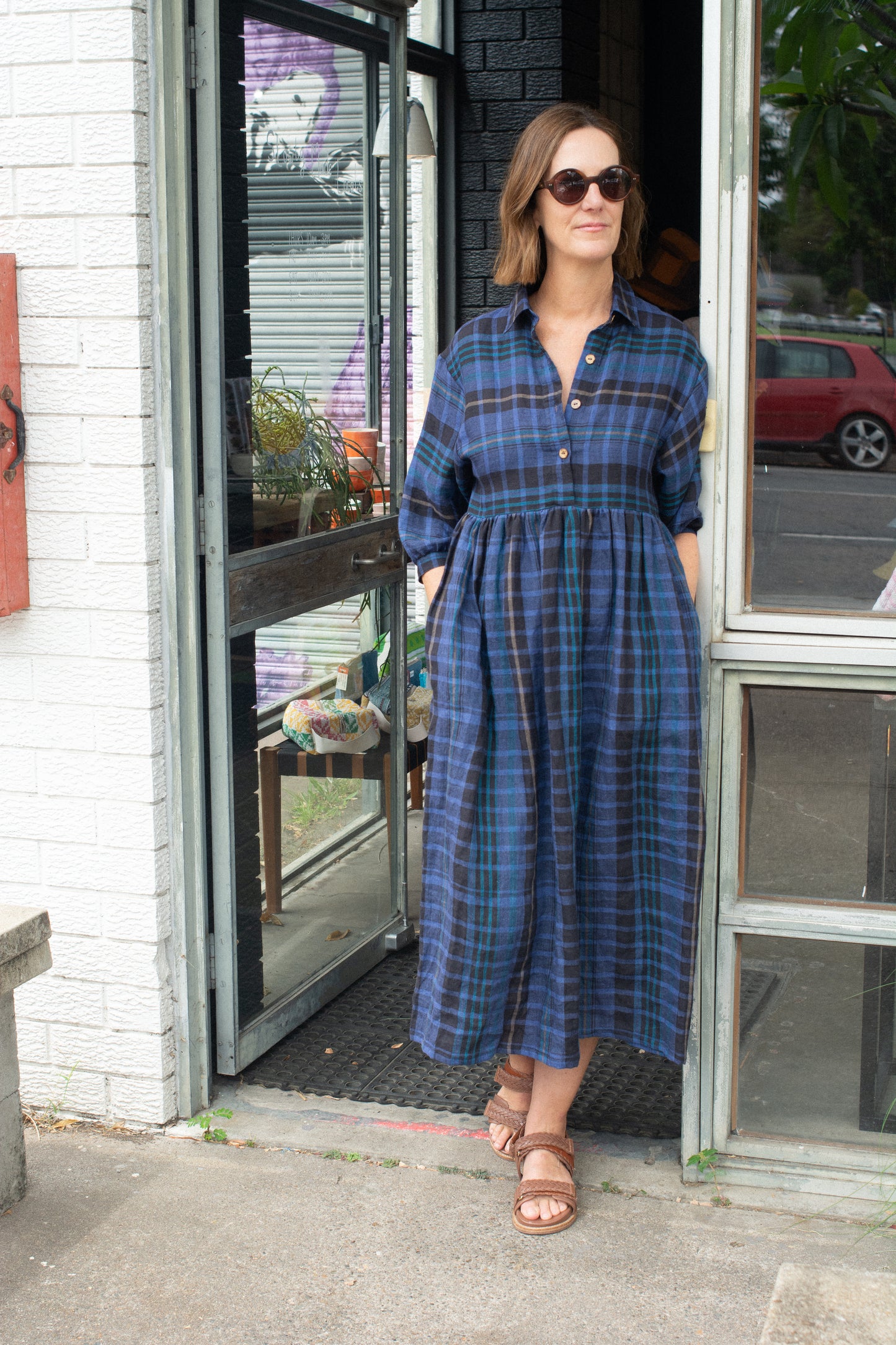 Grace dress - Blue Plaid