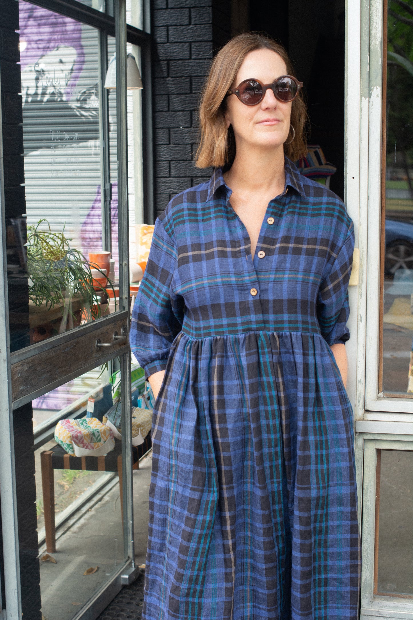 Grace dress - Blue Plaid