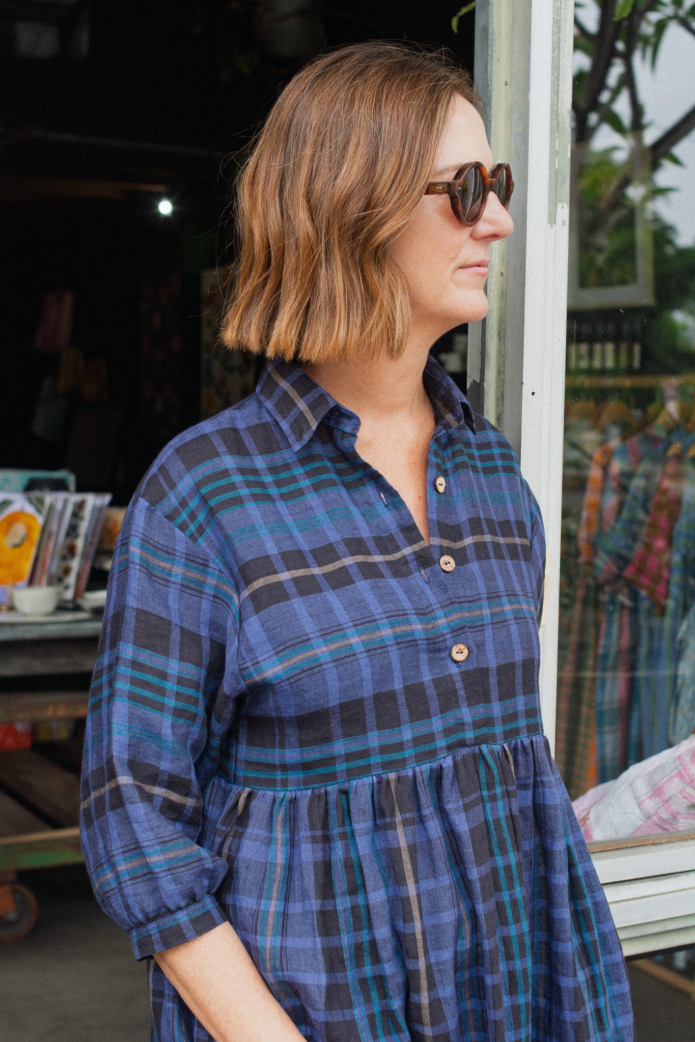 Grace dress - Blue Plaid