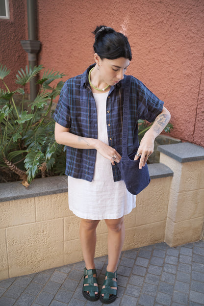 Beverly blouse - blue plaid