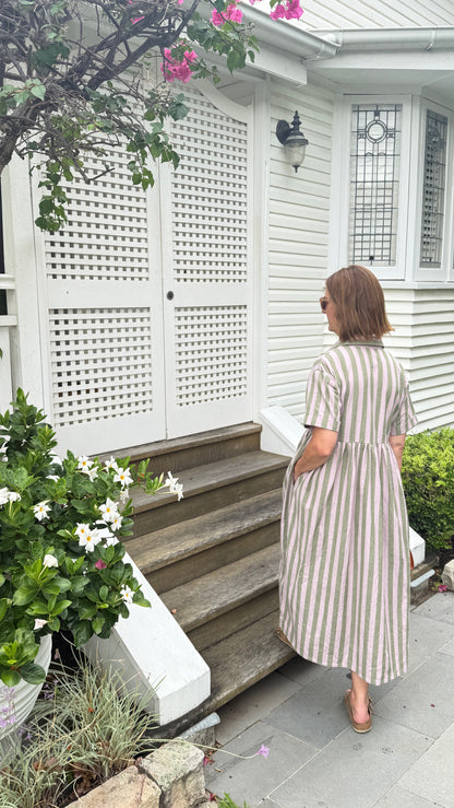 Santa Fe - Lilac & olive stripes