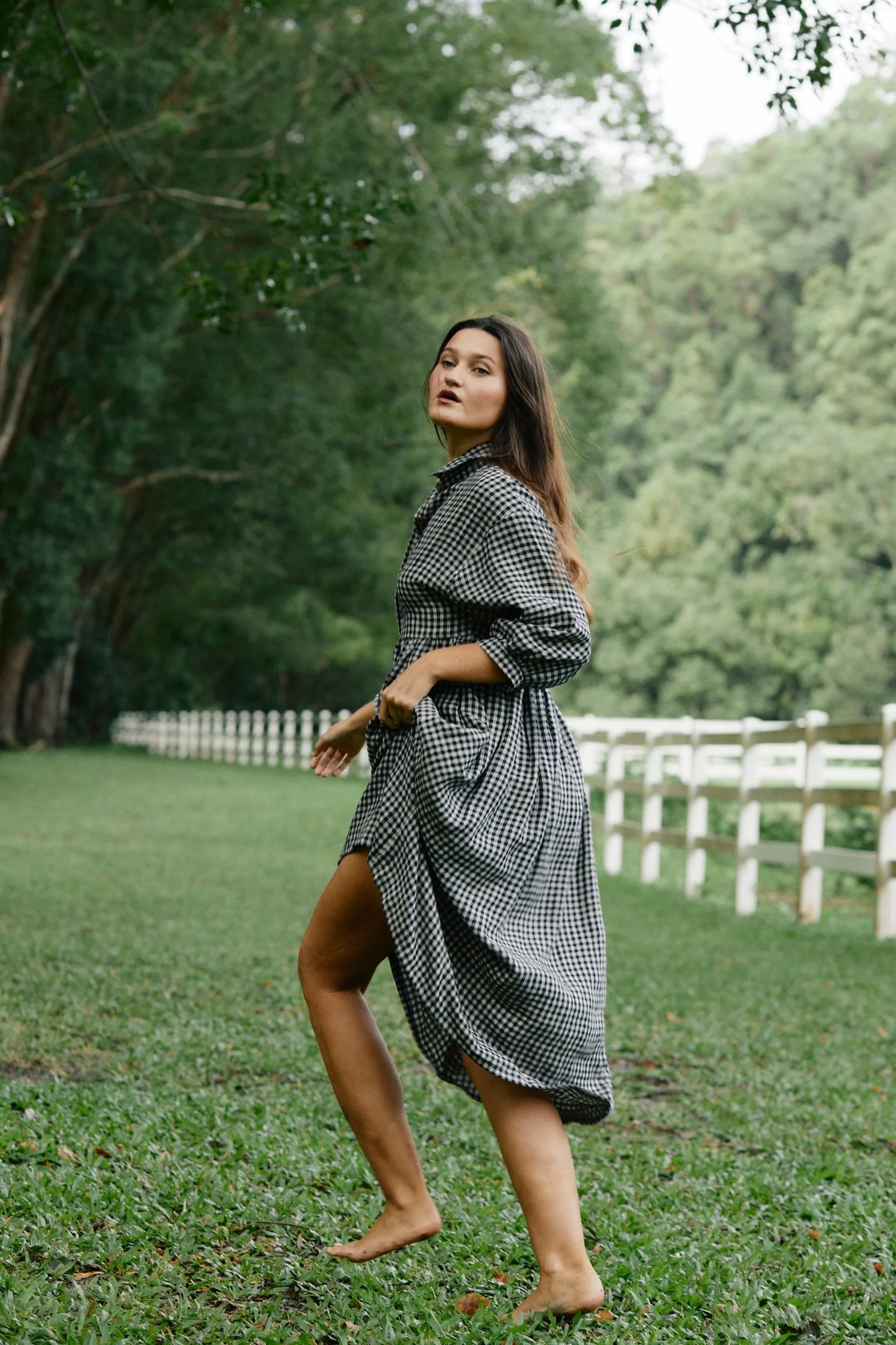 Grace dress - Black & oatmeal gingham
