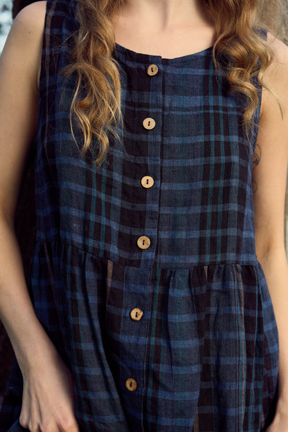 Lucia dress - blue plaid