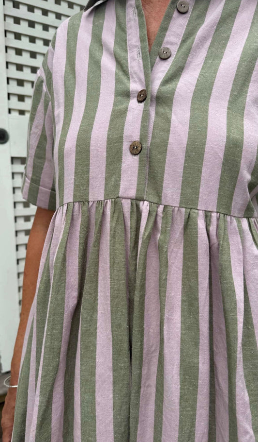 Santa Fe - Lilac & olive stripes