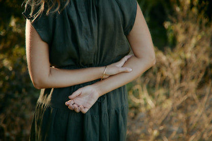 Clementine Peasant Dress - Military Green
